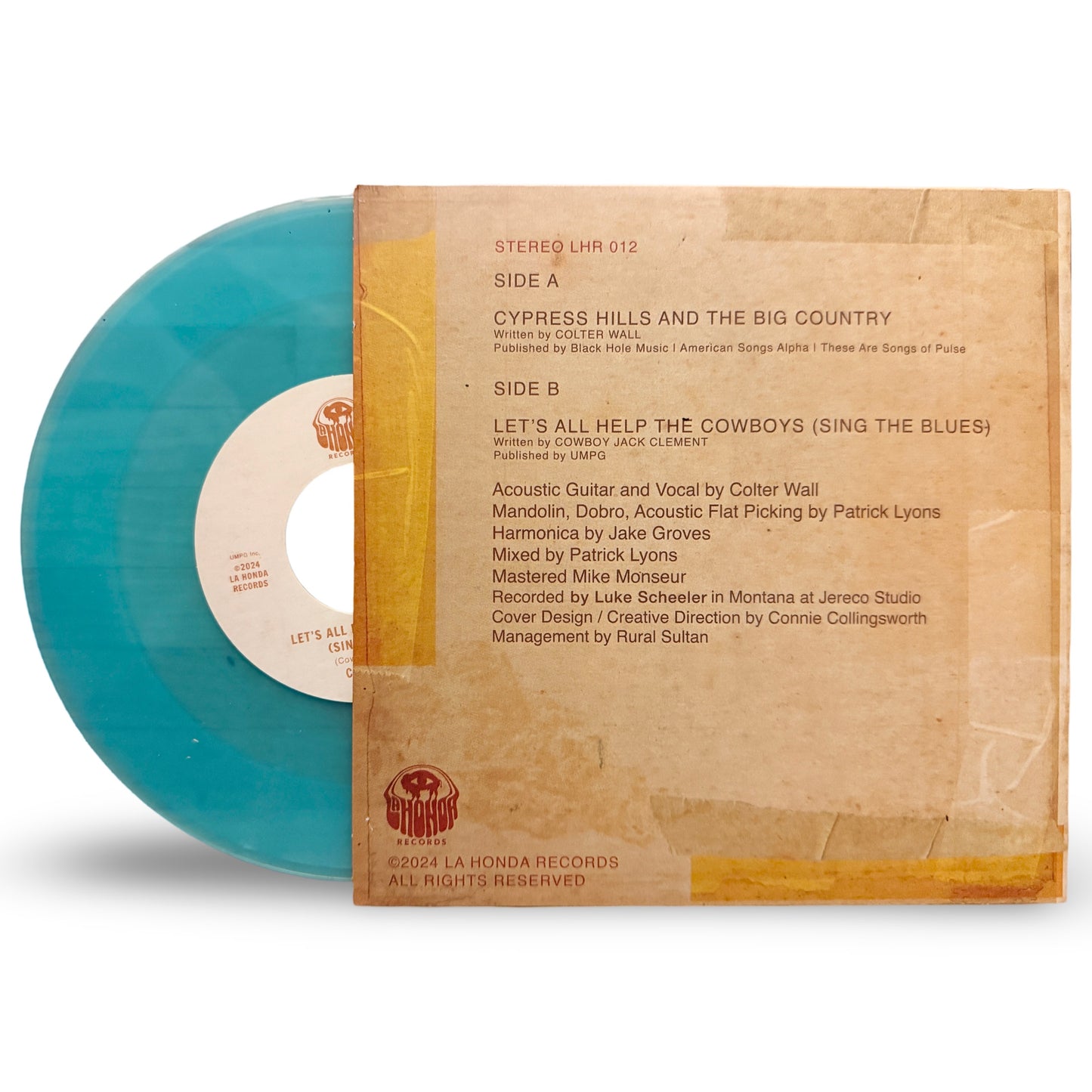 Colter Wall 7" Translucent Blue Vinyl – Cypress Hills and the Big Country / Let's All Help the Cowboys